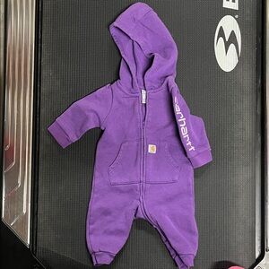 Carhartt Purple Hooded Baby Zip Footed One-Piece